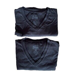 Lot 2 Fresh Clean Size L Tees Shirt Men's Black V Neck Short Sleeve Casual